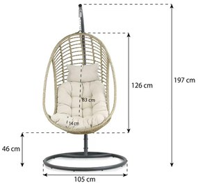Coco Vedella Hangstoel Aluminium/wicker Taupe