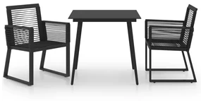 vidaXL 3-delige Tuinset PVC-rattan zwart