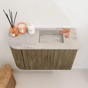 Mondiaz Joya DLux 60cm toiletmeubel ronding links dusk met wastafel faye rechts 1 kraangat glace