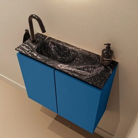 Mondiaz Ture DLux toiletmeubel 60cm jeans met wastafel lava links met kraangat