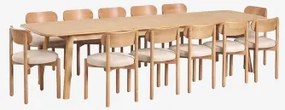 Uitschuifbare Eettafel 220-320x95 Cm Van Treveris Eikenhout En 12 Eetkamerstoelen Van Eikenhout En Chenille Bianca Eikenhout - Sklum