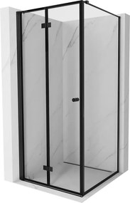 Mexen Mist-F vouwbare douchecabine links 90 x 90 cm, zwarte rand, zwart - 8A6T-090-090-70-70-L