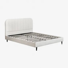 Maialen Gestoffeerd Bed Stof Gebroken Wit & 160 X 200 Cm & Zonder Matras - Sklum