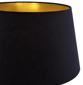 Vloerlamp zwart met zwarte kap en verstelbare leeslamp - Ladas Retro, Klassiek / Antiek E27 Binnenverlichting Lamp