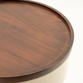 Bijzettafel Met Opberg Taupe - 37 X 37cm.
