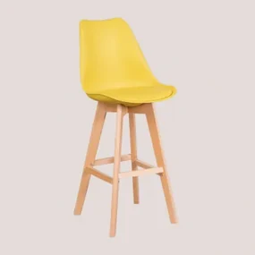 Set Van 2 Hoge Krukken 75 Cm Met Kussen In Kunstleer Nordic Geel – Curry - Sklum