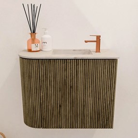 Mondiaz Joya DLux 50cm toiletmeubel ronding links dusk met wastafel faye rechts 1 kraangat frappe