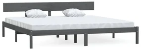 vidaXL Bedframe massief grenenhout grijs 180x200 cm UK Super King