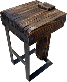 CHYRKA® Eettafel woonkamer tafel DROHOBYCZ kruk loft vintage bar industrieel design handgemaakt hout glas metaal