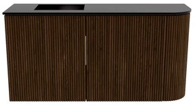 Mondiaz Joya 80cm toiletmeubel ronding rechts walnut met wastafel faye links 1 kraangat urban