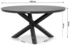 Tuinset Ronde Tuintafel 150 cm Kunststof Grijs 6 personen Lifestyle Garden Furniture Salina/Livorno