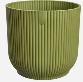 Elho Vibes Fold Rond 35 cm - Varengroen - Grote Ronde Plantenpot met Speelse Textuur