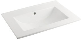 Muebles Raya badmeubel ribbelfront 60cm naturel eiken met witte wastafel zonder kraangat