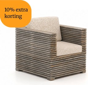 + 10% kassakorting | Lounge tuinstoel |   ROUGH-C | Teakhout | Old Teak/Taupe | Kees Smit Tuinmeubelen