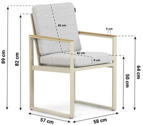 Tuinstoel Aluminium/Teak Taupe-naturel-bruin Lifestyle Garden Furniture Faro