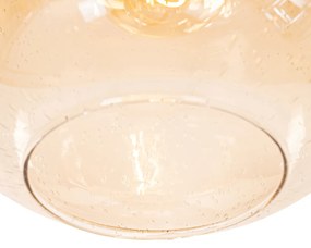 Design hanglamp zwart met messing en amber glas - Zuzanna