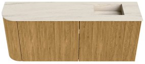 Mondiaz Joya DLux 100cm toiletmeubel ronding links oak met wastafel faye rechts 1 kraangat meli