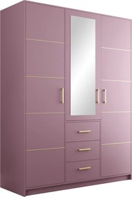Kledingkast Delbalo 100, Paars, 200x147x58cm, 131 kg, Kledingkast deuren: Met scharnieren, Aantal planken: 5, Aantal planken: 5