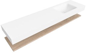 Zaro Alan badmeubel 190cm met planchet washed oak en vrijhangende wastafel cloud rechts zonder kraangat talc