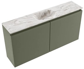 Mondiaz Ture DLux toiletmeubel 100cm army met wastafel glace midden met kraangat