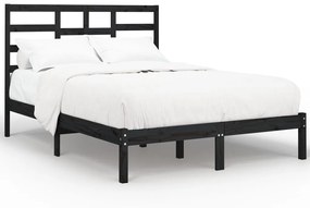 vidaXL Bedframe massief hout zwart 120x200 cm