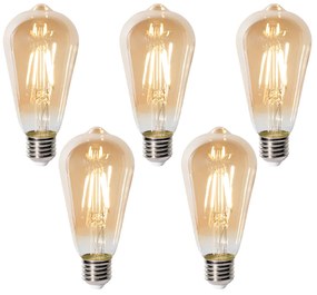 Set van 5 E27 dimbare LED lampen ST64 goud 5W 450 lm 2700K