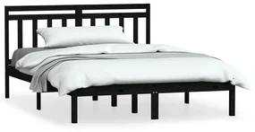 vidaXL Bedframe massief hout zwart 120x190 cm 4FT small double