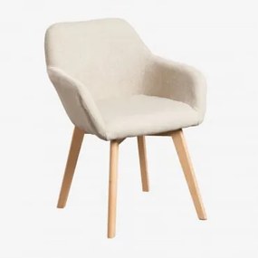 Ervi Gestoffeerde Eetkamerstoel Met Armleuningen Crème Beige - Sklum