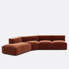 4-delige bank links fluweel Vintage Seven