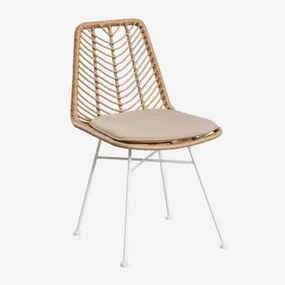 Set Van 2 Tuinstoelen Van Synthetisch Riet Gouda Natural Natuurlijk & Wit & Bruin – Zand - Sklum
