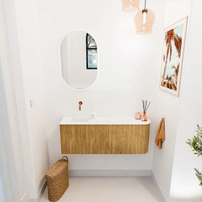 Mondiaz Joya 110cm toiletmeubel ronding rechts oak met wastafel faye links zonder kraangat talc