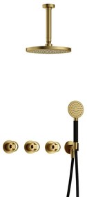 Hotbath Cobber IBSW70 Regendoucheset inbouw - 15cm plafondarm - 20cm ronde hoofddouche - 3 standen handdouche - Geborsteld messing PVD IBSW70BBP12