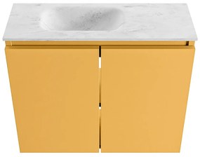 Mondiaz Ture DLux toiletmeubel 60cm ocher met wastafel opalo links zonder kraangat