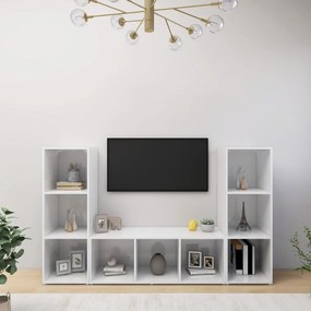 vidaXL Tv-meubelen 3 st 107x35x37 cm spaanplaat hoogglans wit