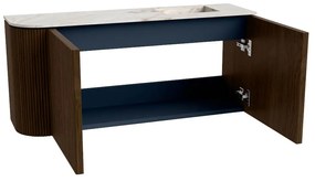 Mondiaz Joya DLux 90cm toiletmeubel ronding links walnut met wastafel faye rechts zonder kraangat frappe