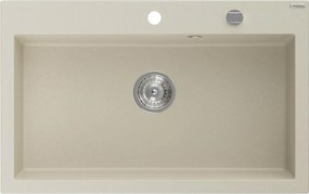 Mexen Elix granieten spoelbak 1-komor 800 x 500 mm, beige, sifon chroom - 6527801005-69