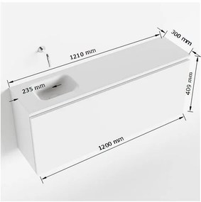 Mondiaz Olan 120cm toiletmeubel fire met wastafel talc links 1 kraangat