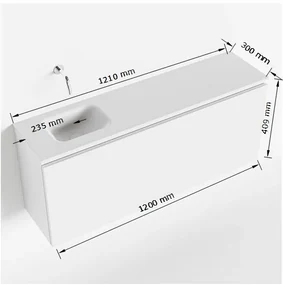 Mondiaz Olan 120cm toiletmeubel ocher met wastafel talc links geen kraangat