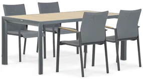 Tuinset 4 personen 180 cm Aluminium/textileen Grijs Lifestyle Garden Furniture Brandon/Borello