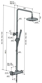 Hotbath Get Together SDS3GN opbouw regendouche met 3s handdouche en 20cm hoofddouche geborsteld nikkel