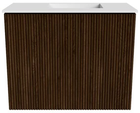 Mondiaz Joya 50cm toiletmeubel walnut met wastafel faye rechts 1 kraangat talc