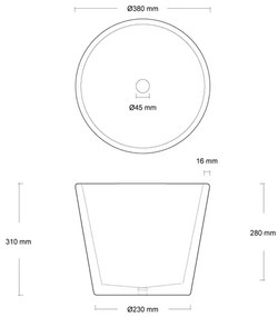 Urbi et Orbi Circum opbouw wastafel 38x31cm antraciet