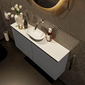 Mondiaz Fowy toiletmeubel 100cm dark grey met antraciete waskom midden zonder kraangat