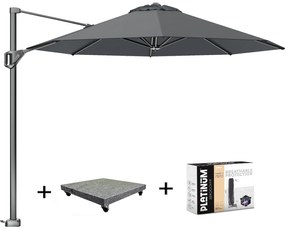 Voyager T1 zweefparasol 300 cm rond antraciet met 90KG voet en hoes