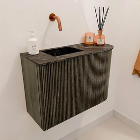 Mondiaz Joya DLux 60cm toiletmeubel ronding rechts shadow met wastafel faye links zonder kraangat lava