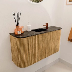 Mondiaz Joya DLux 85cm toiletmeubel ronding links/rechts oak met wastafel faye midden 1 kraangat lava