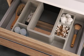 Differnz Fit badmeubel 60cm eiken licht met toppaneel zwart mat en spiegelkast