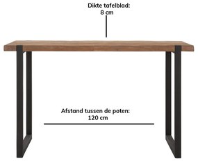 DTP Home Timeless Beam Teakhouten Bartafel 110 Cm Hoog - 150 X 80cm.