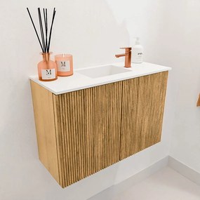 Mondiaz Joya 60cm toiletmeubel oak met wastafel faye midden 1 kraangat talc