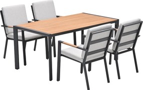 Garden Impressions Kasper tuinset stapelbaar 5-delig - donker grijs - teak look